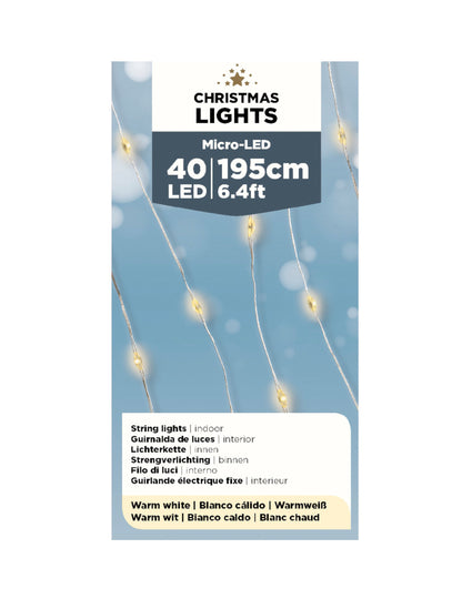 Světelný věnec pro teplý bílý interiér 40 LED 195 cm