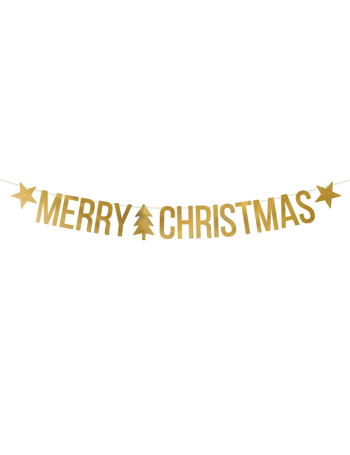 Zlatá kartonová girlanda Merry Christmas na vánoce