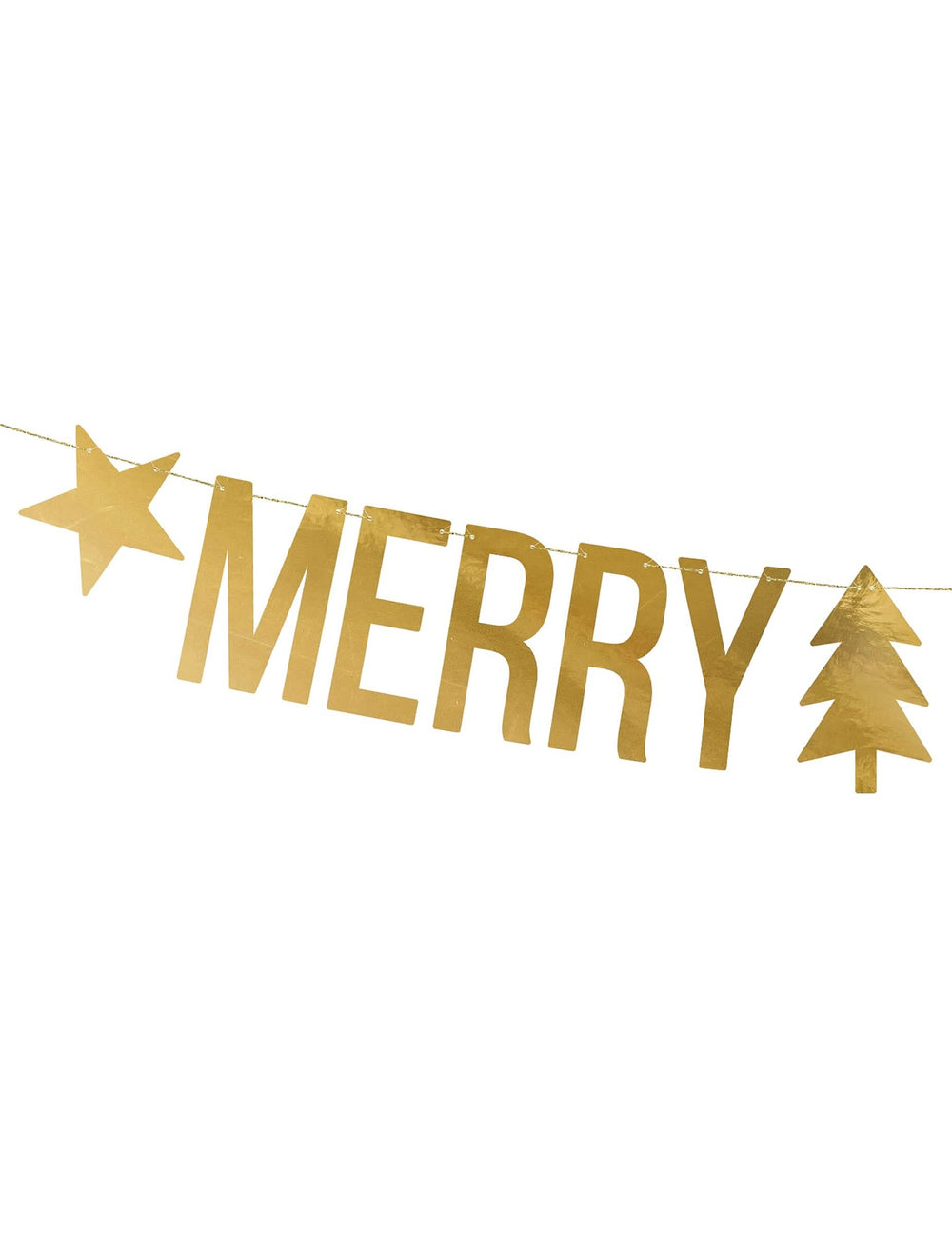 Detail nápisu Merry z girlandy Merry Christmas pro vánoce