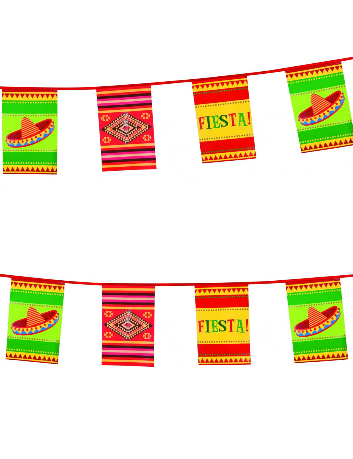 Mexická girlanda na oslavu z plastu vícebarevné s motivy sombrer a fiesta