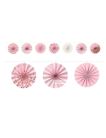 Girlanda z růžového zlata s mini papírovou rozetou 3m 65