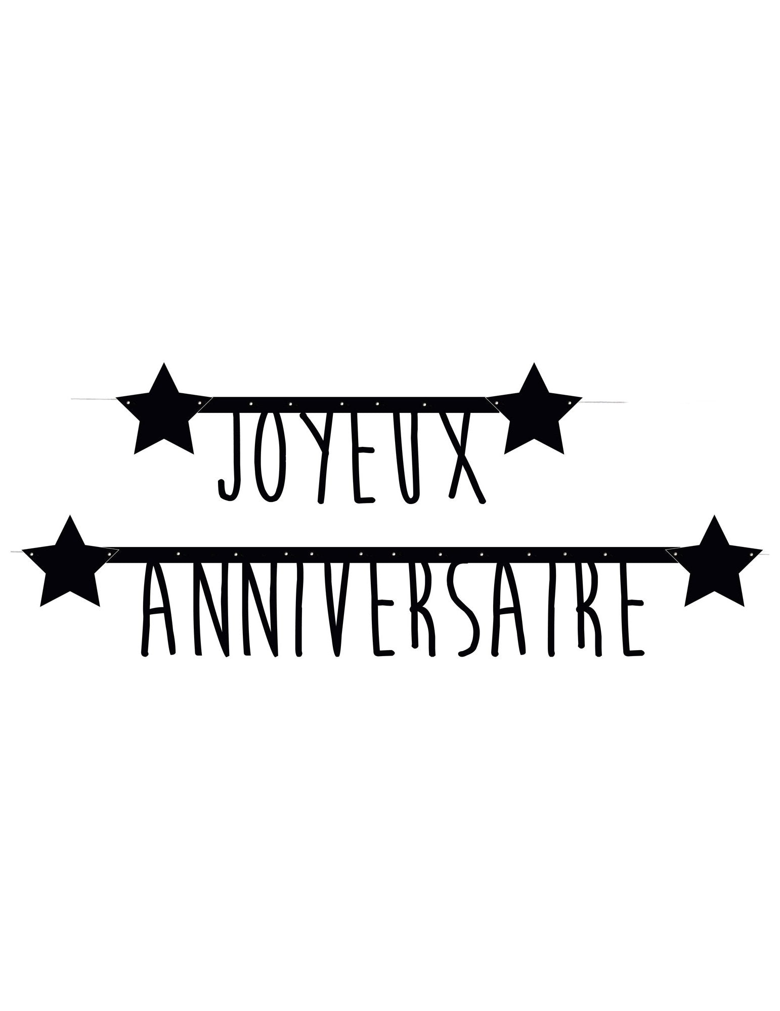 Guirlande Joyeux anniversaire pour fête noire avec étoiles