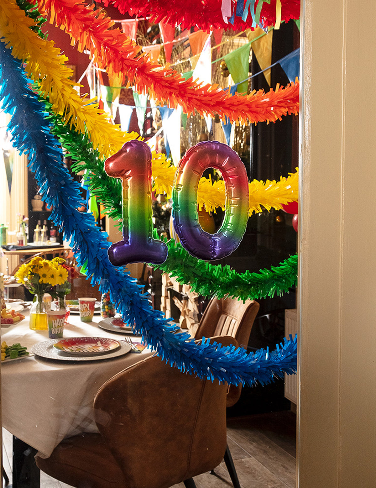 Ambiance de fête d'anniversaire de la guirlande en PVC pour fête orange ignifugée 10 mètres