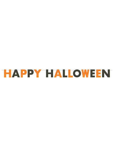 Guirlande Happy Halloween pour décoration de fête orange et noire pailletée