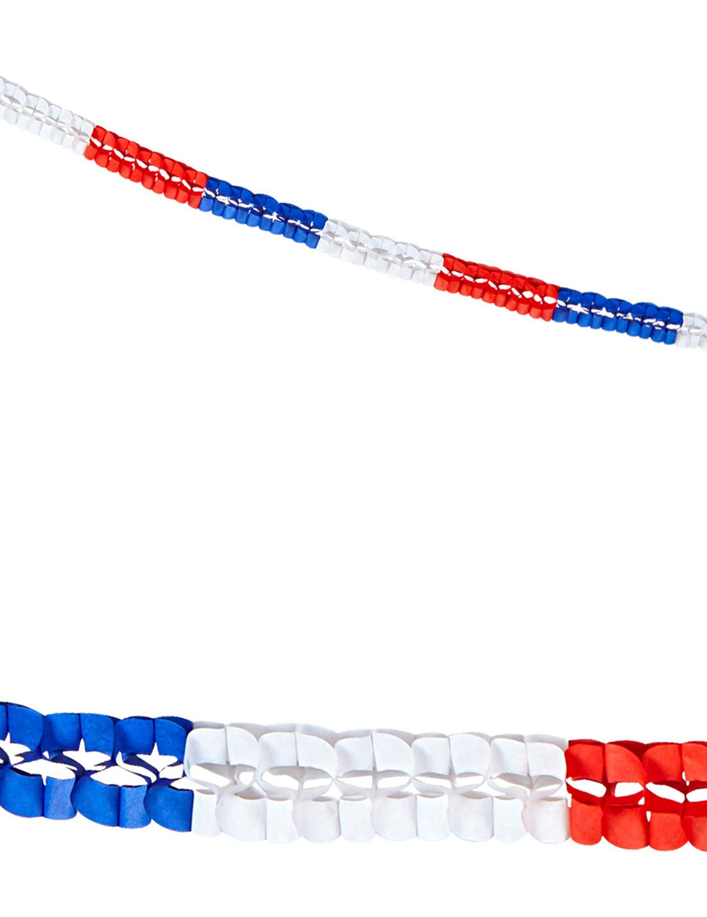 2 tříbarevné papírové girlandy s motivem Francie, 3 m