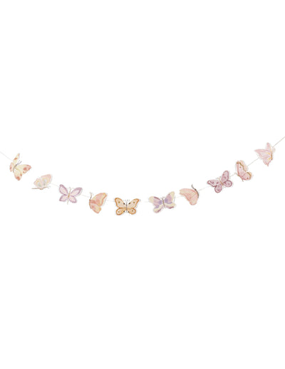 Guirlande papillon ambiance féerique rose pastel en papier