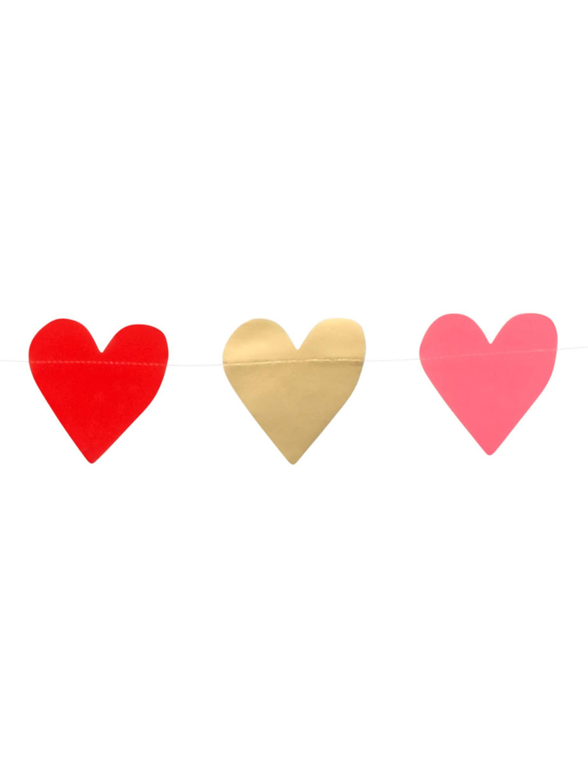 Detail srdcí červená růžová a zlatá na girlandě malá srdíčka Love you