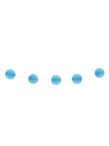 Guirlande boules alvéolées en papier bleu clair