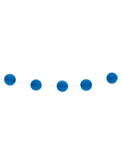 Guirlande boules alvéolées bleu foncé en papier