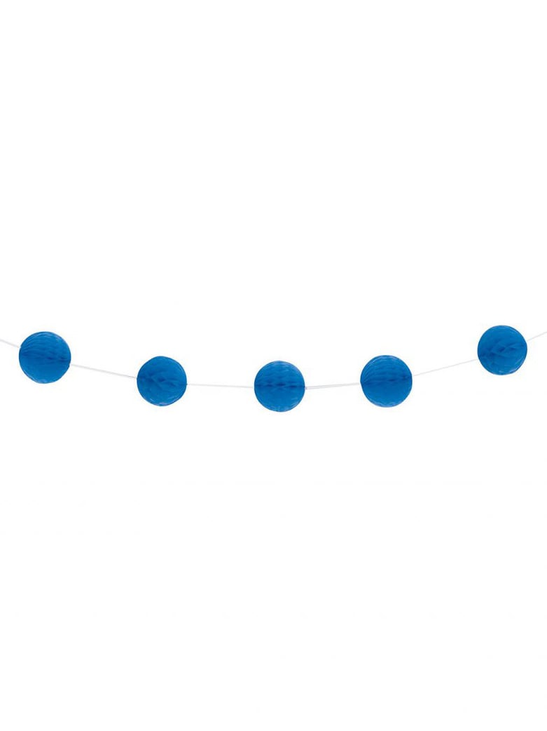 Girlanda z tmavě modrých voštinových koulí z papíru 2,13 m 