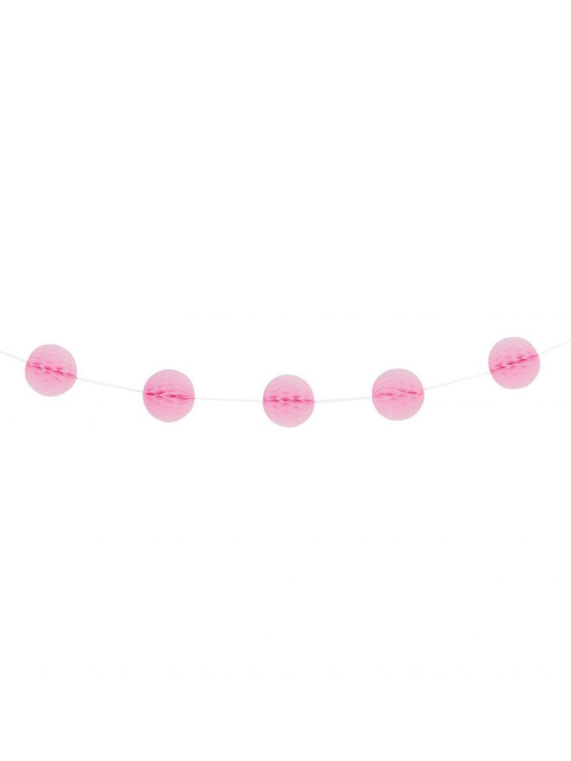 Girlanda z voštinových koulí světle růžová 2,13 m 