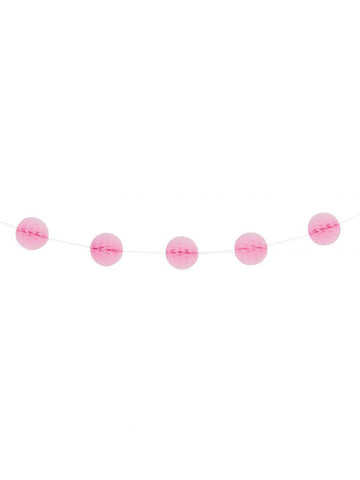 Girlanda z voštinových koulí světle růžová 2,13 m 