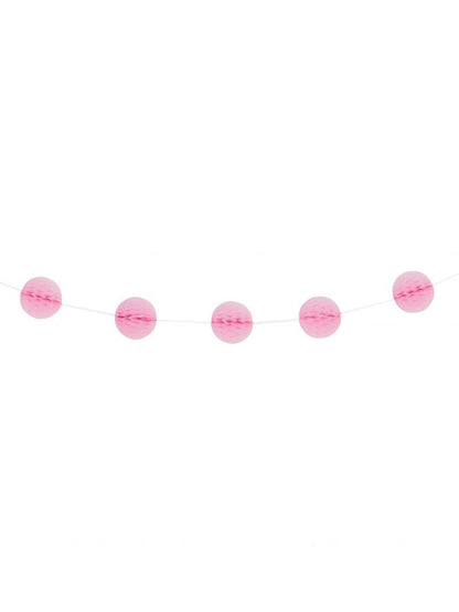 Girlanda z voštinových koulí světle růžová 2,13 m 