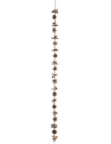Girlanda z dřevěných korálků a šišek 150 cm