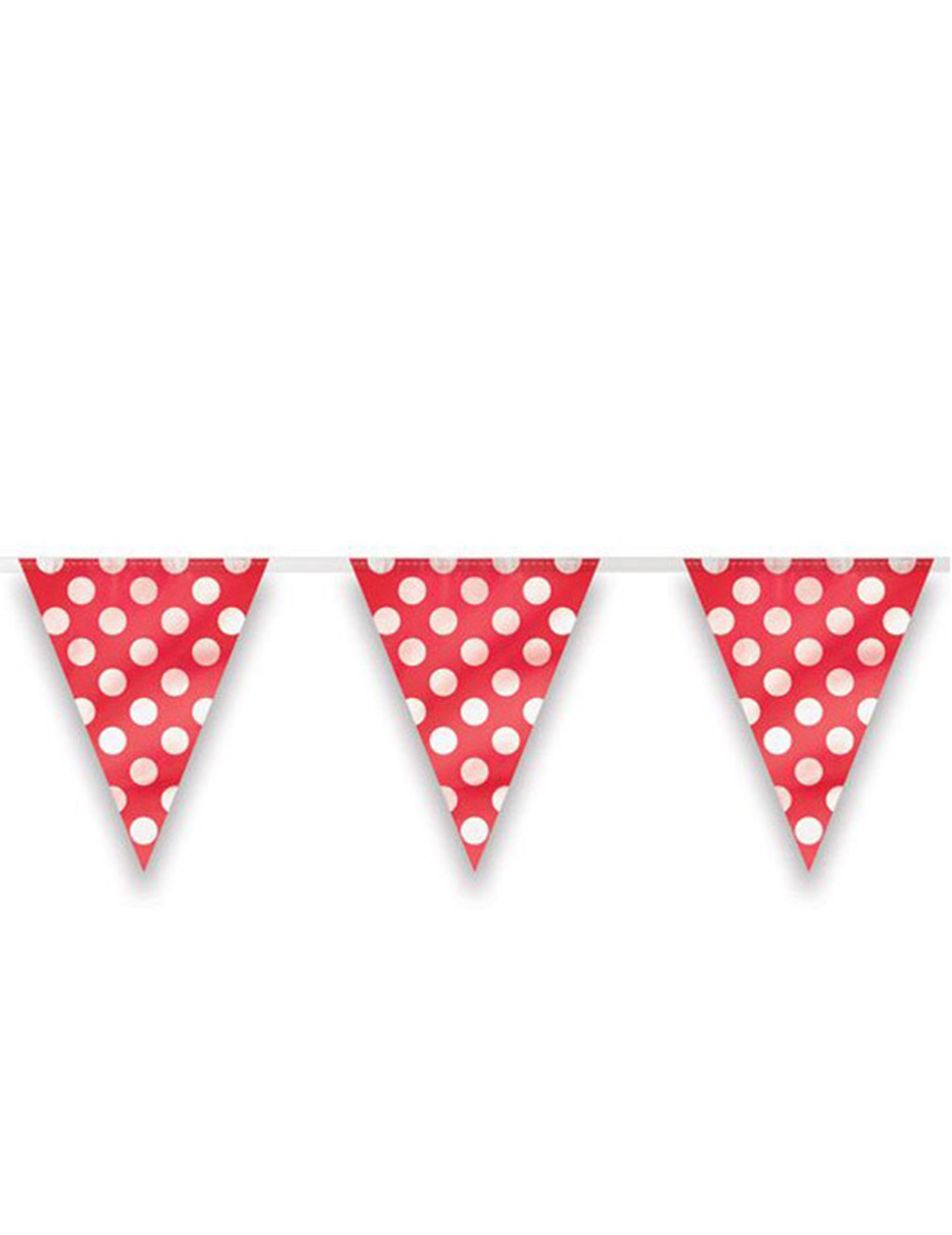 Červená girlanda s bílými puntíky a vlaječkami 3,65 m 