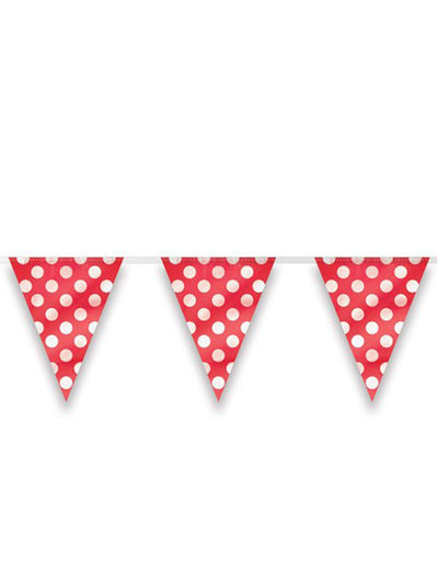 Guirlande à fanions à pois pour fête rouge et blanc