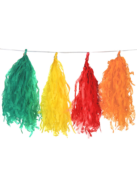 Gros plan sur les pompons de la guirlande tassel 16 pompons pour décoration