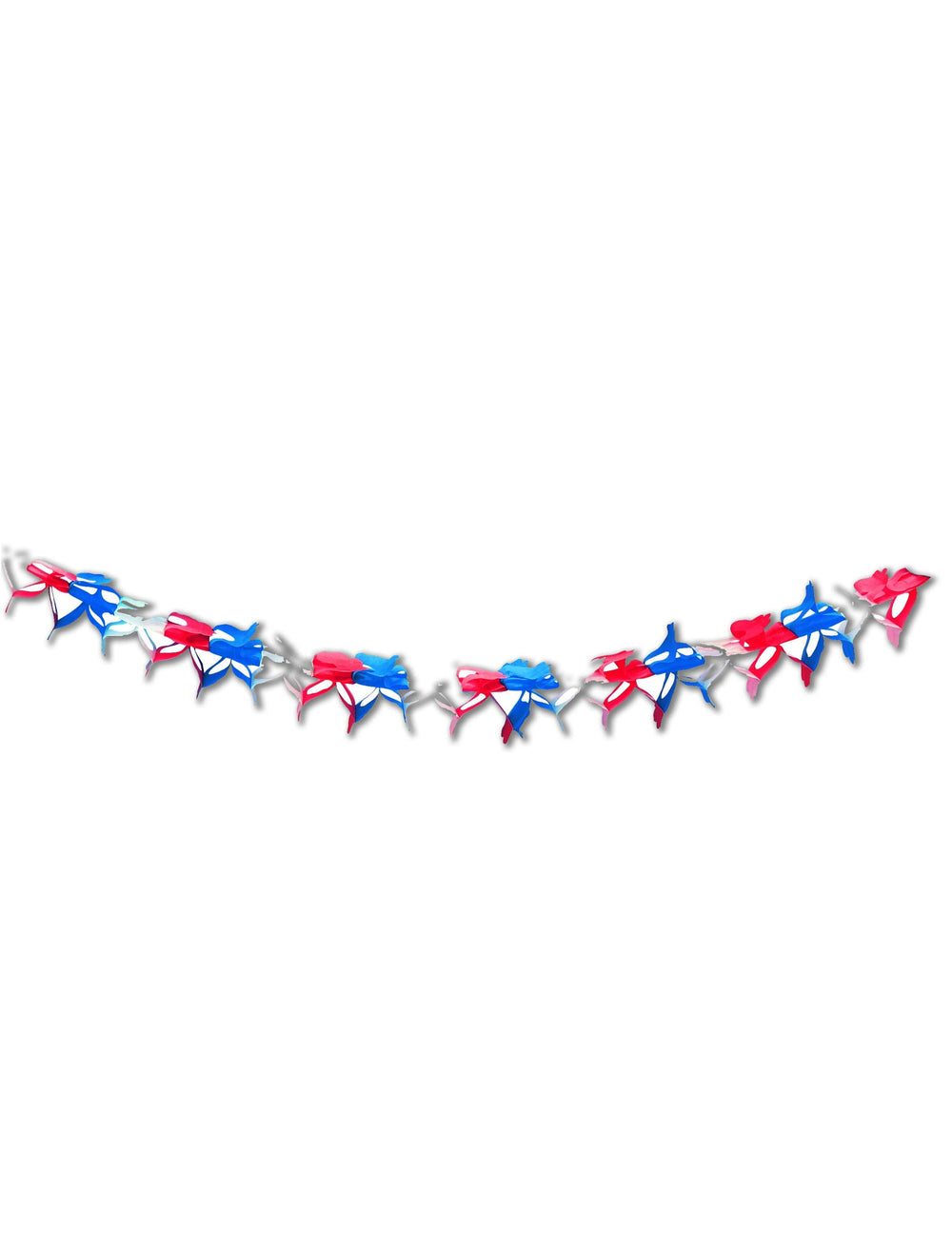 Guirlande zinnia tricolore pour fête bleu blanc rouge papier ignifugé