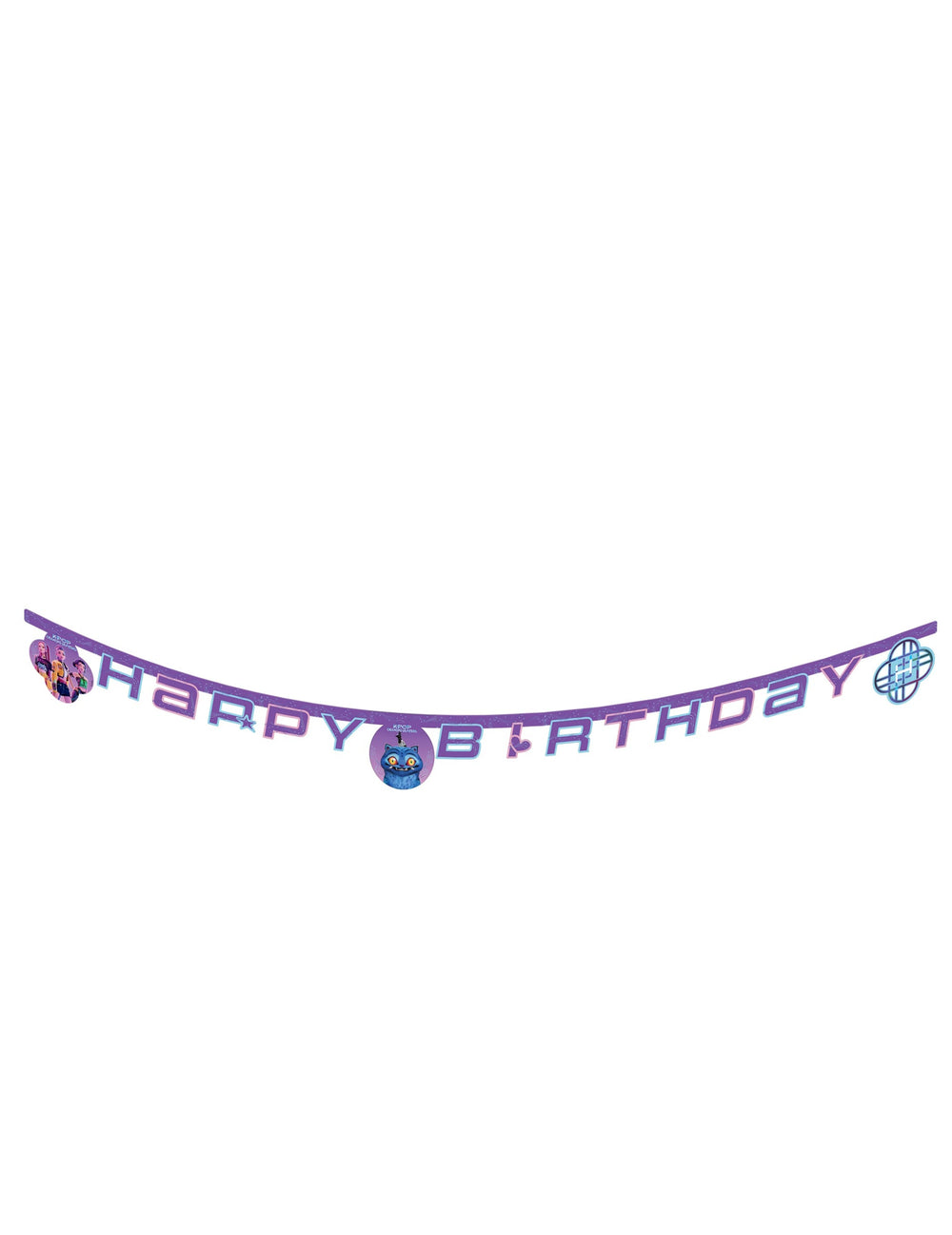 Guirlande Happy Birthday K-pop Demon Hunters en carton violette
