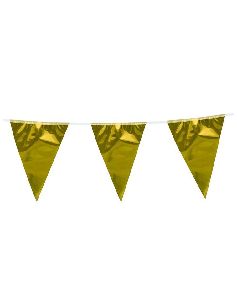 Guirlande à fanions dorés pour fête effet métallisé