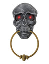 Heurtoir de porte tête de mort pour Halloween lumineux et sonore gris aux yeux rouges