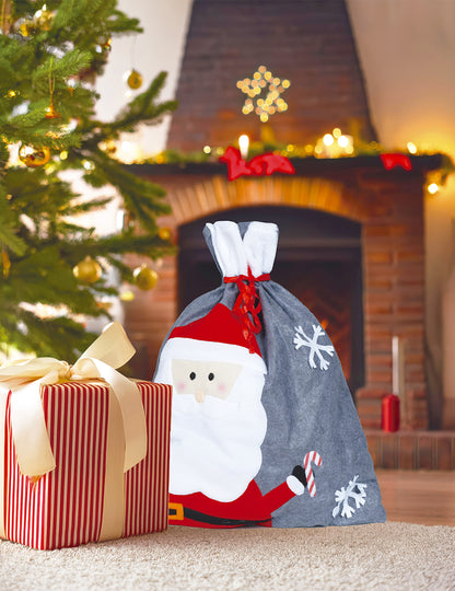 Šedá vánoční punčocha 50 x 60 cm