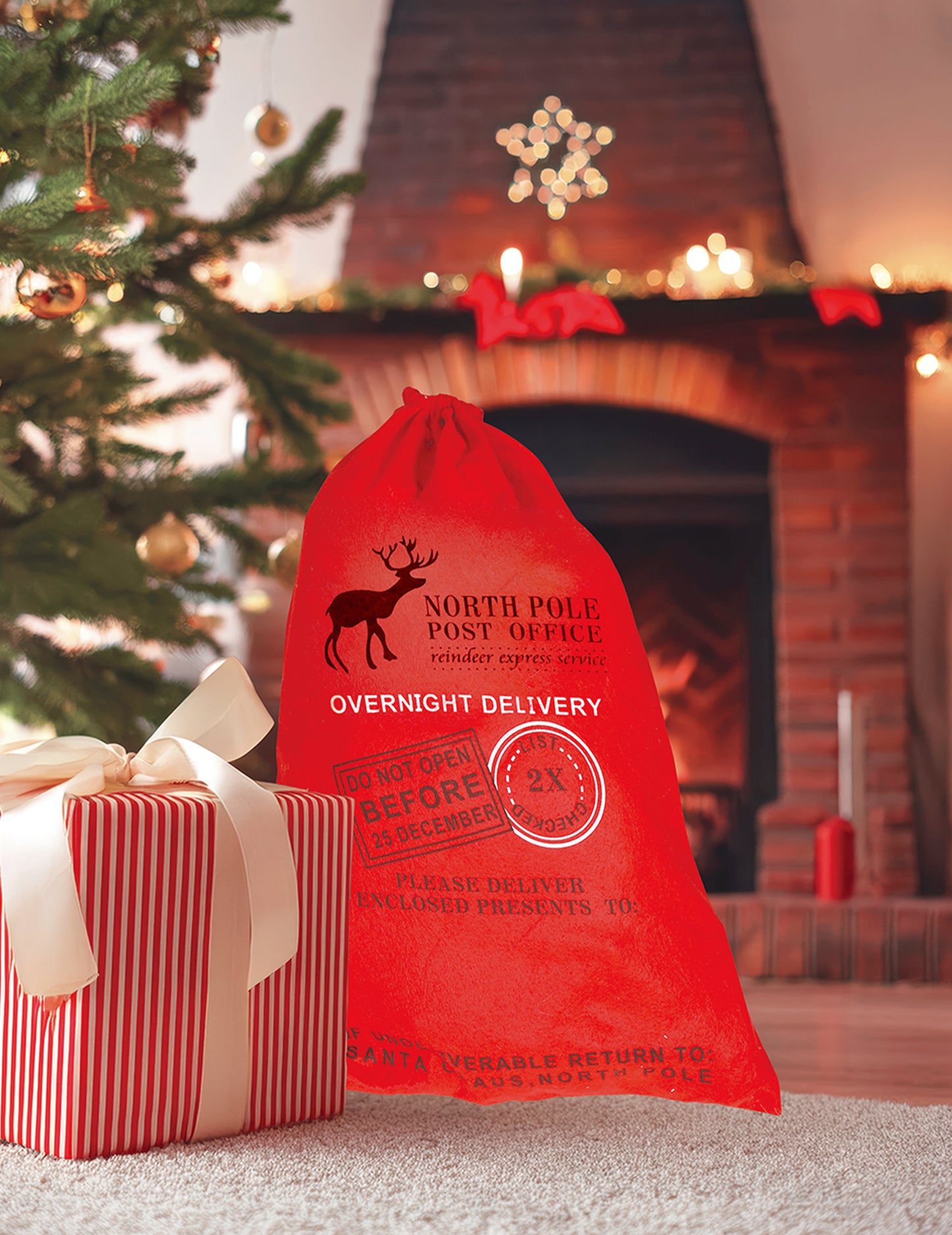 Červený Santovský pytel 65 x 45 cm