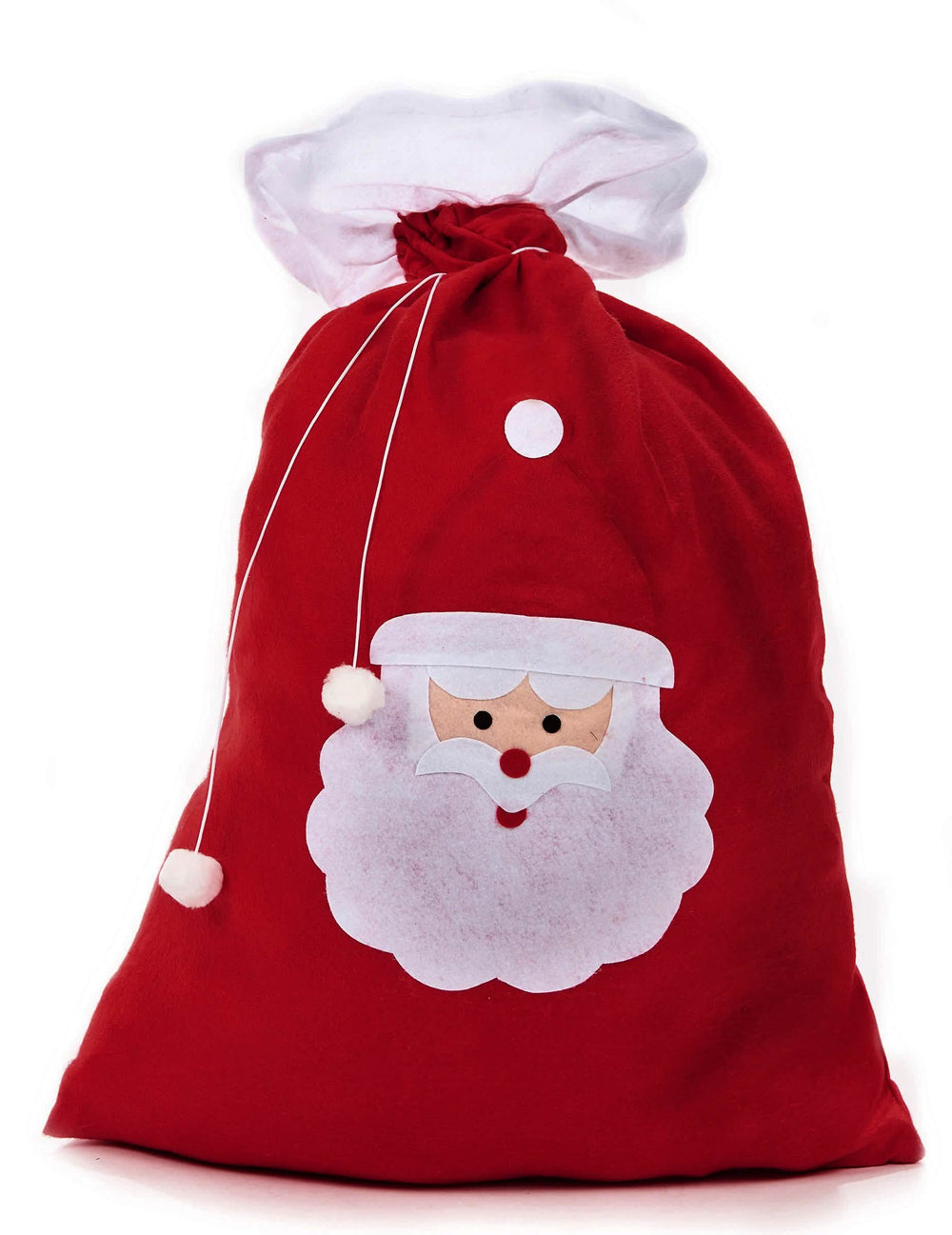 červená santa claus kapuce pro dospělý s obličejem z filcu a bílá šňůrka