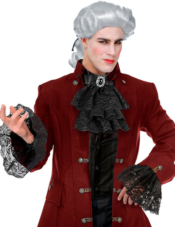 Černé krajkové jabot a manžety pro dospělé