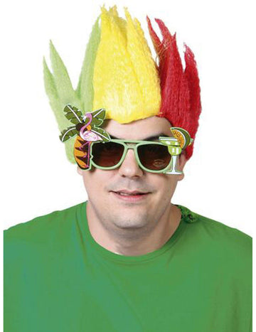 Jamajská žlutočervená zelená paruka pro dospělé