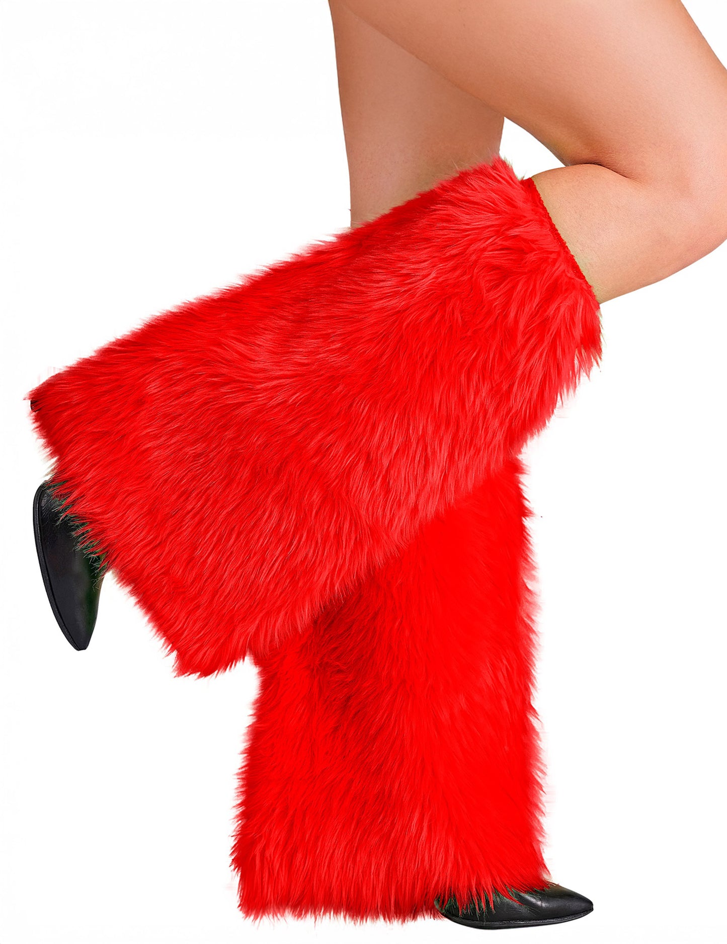 Červené chlupaté legíny pro dospělé