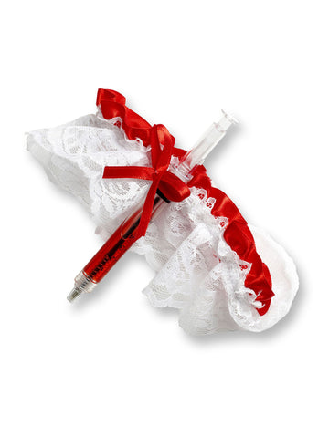 Jarretière d'infirmière avec seringue pour femme blanc et rouge