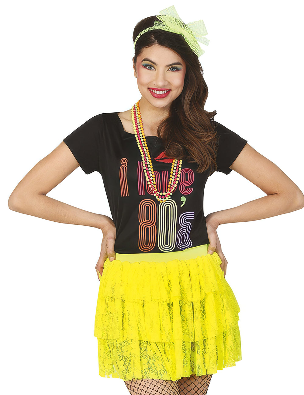 Jupe 80's pour femme jaune néon