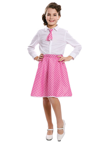 Růžová pin-up dívčí sukně s kravatou