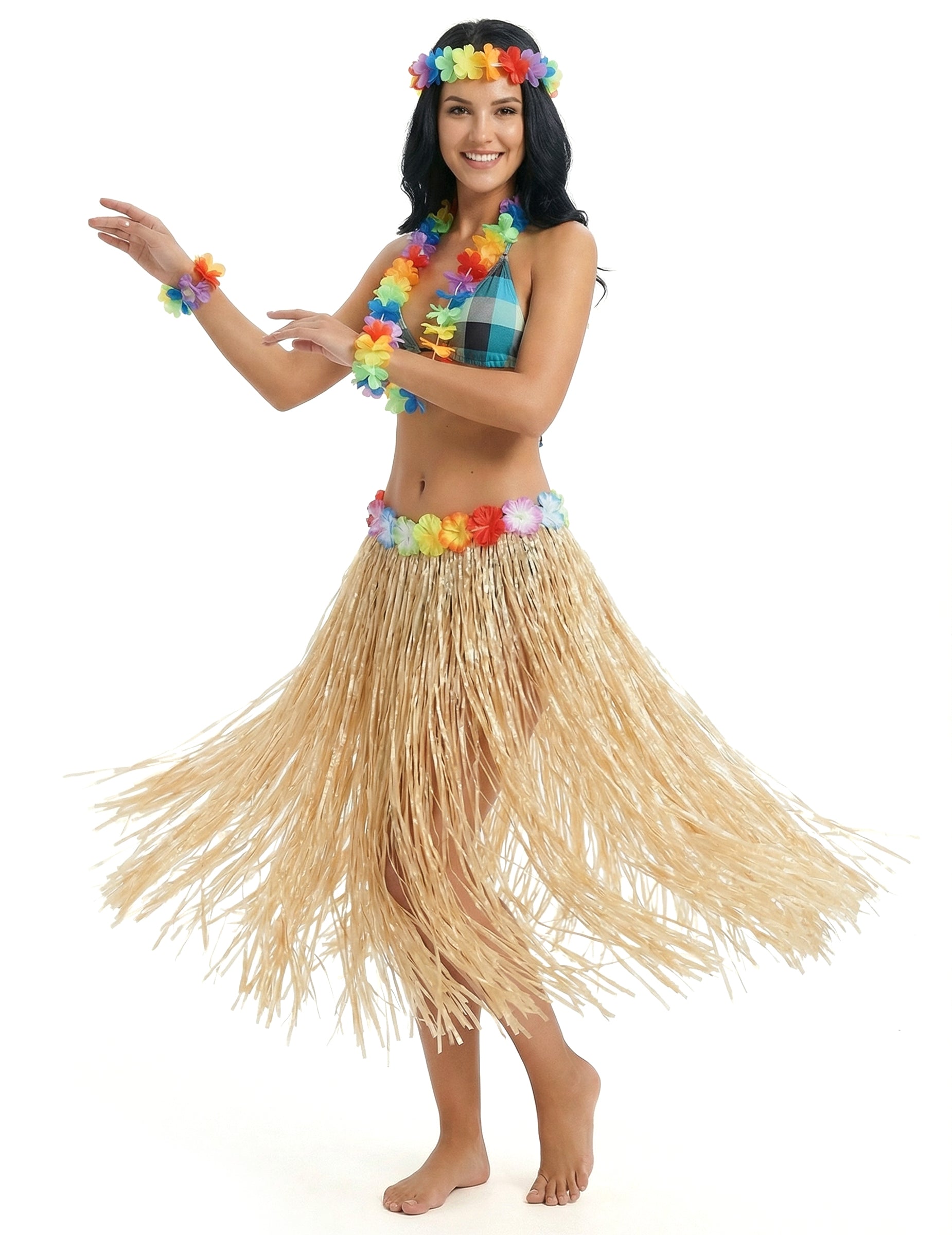 Pohybová ukázka dlouhé přírodní havajské sukně