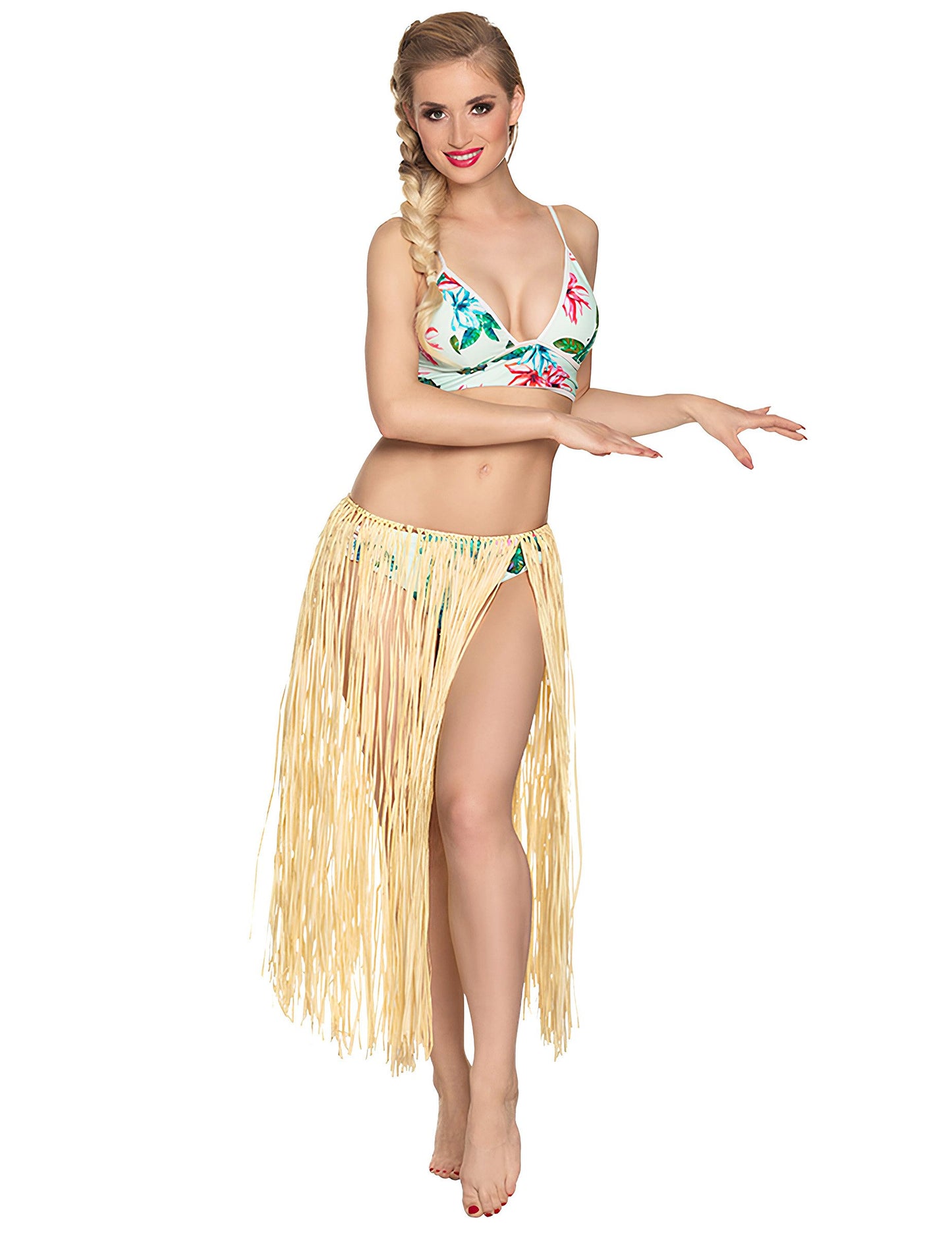 Dlouhá havajská sukně pro dospělé z přírodní rafie