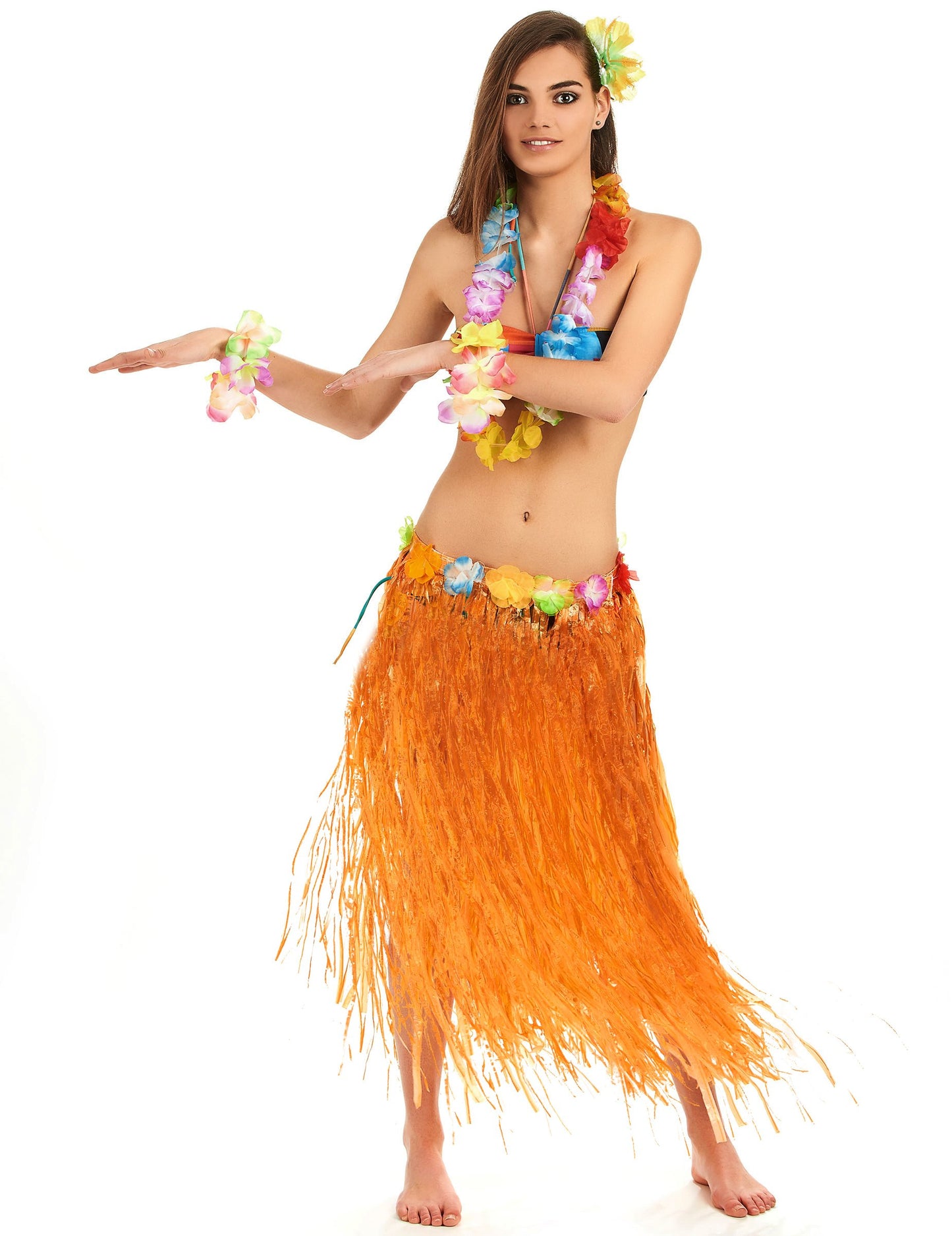 Dlouhá oranžová havajská sukně pro dospělé 