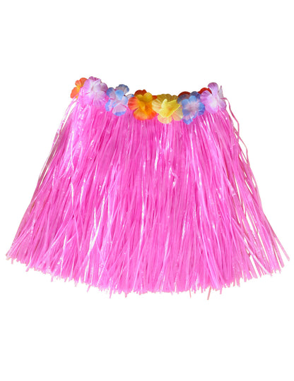 Ružová havajská sukňa s kvetinovými pásmi pre deti