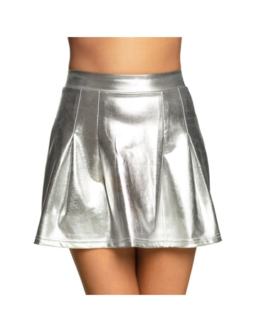 Dámská stříbrná metalická skaterová sukně