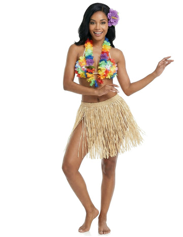 Jupe raphia Hawaï pour adulte beige naturel