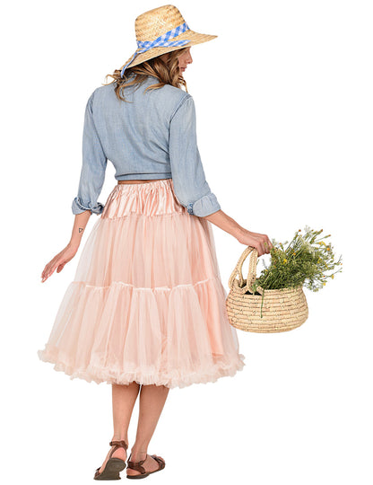 Tylová spodnička růžovo-béžová 65 cm