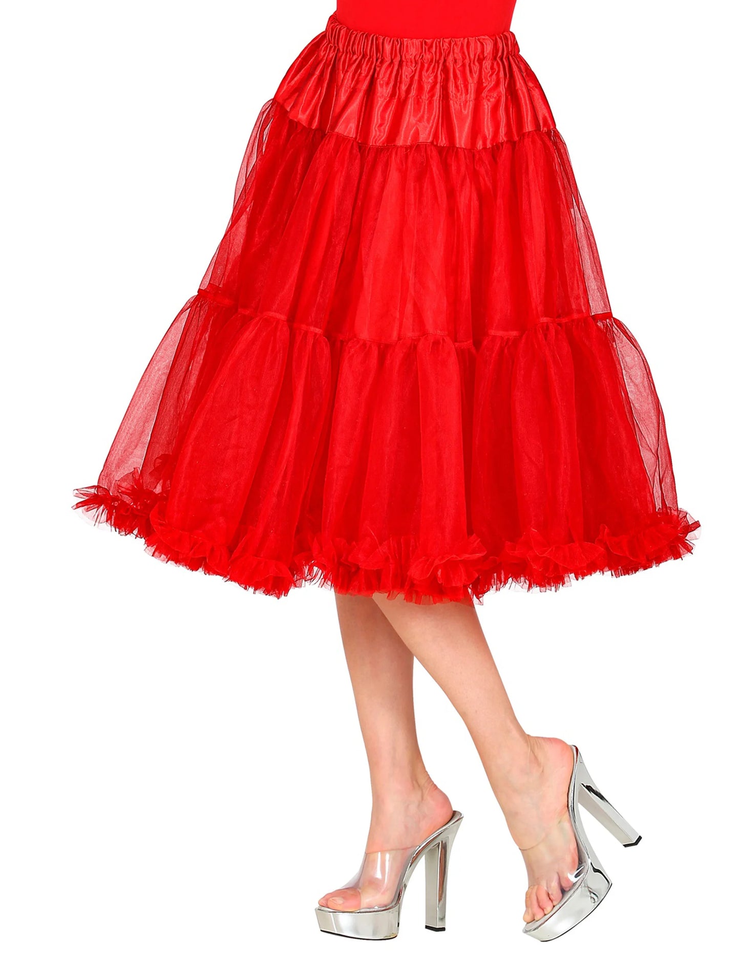 Červená tylová spodnička 65 cm