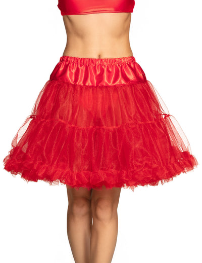 Jupon mi-long pour femme rouge en tulle bouffant