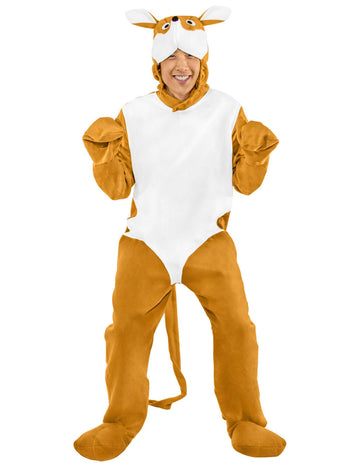 Déguisement kangourou effet velours pour adulte marron et blanc