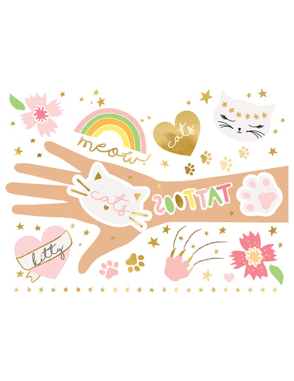 Sada 12 barevných dočasných tetování koťátek