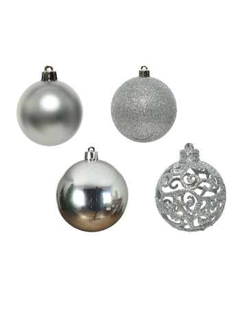 16 malých stříbrných vánočních koulí 6 cm s rozmanitými účinky