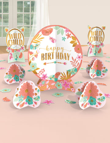 Sada 27 boho narozeninových dekorací v kartonu