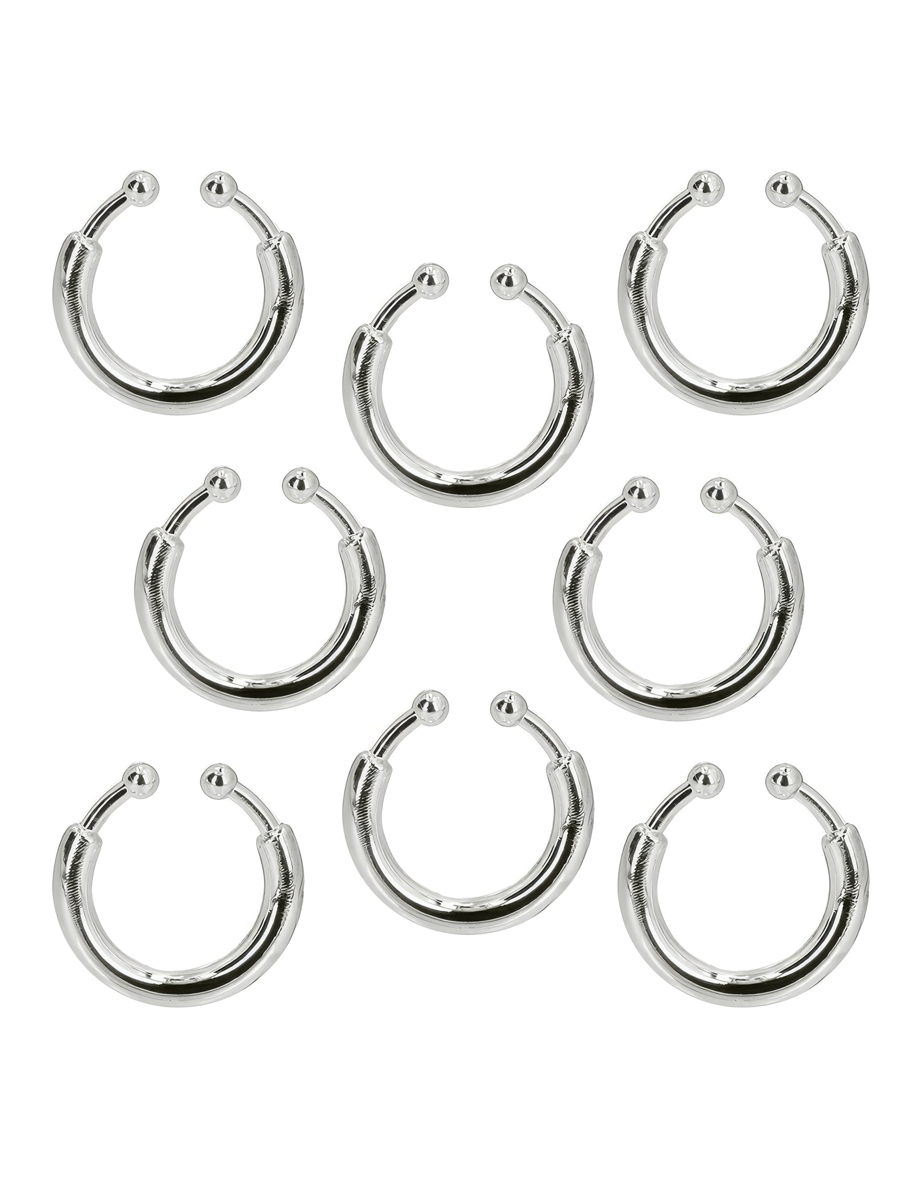 Détail des 8 anneaux du kit de 8 piercings style punk