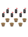 Kit à cupcake pirate pour enfant marron et noir avec tonneaux et voiles têtes de mort