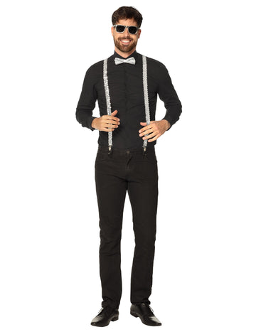 Sada stříbrných flitrových doplňků pro dospělé